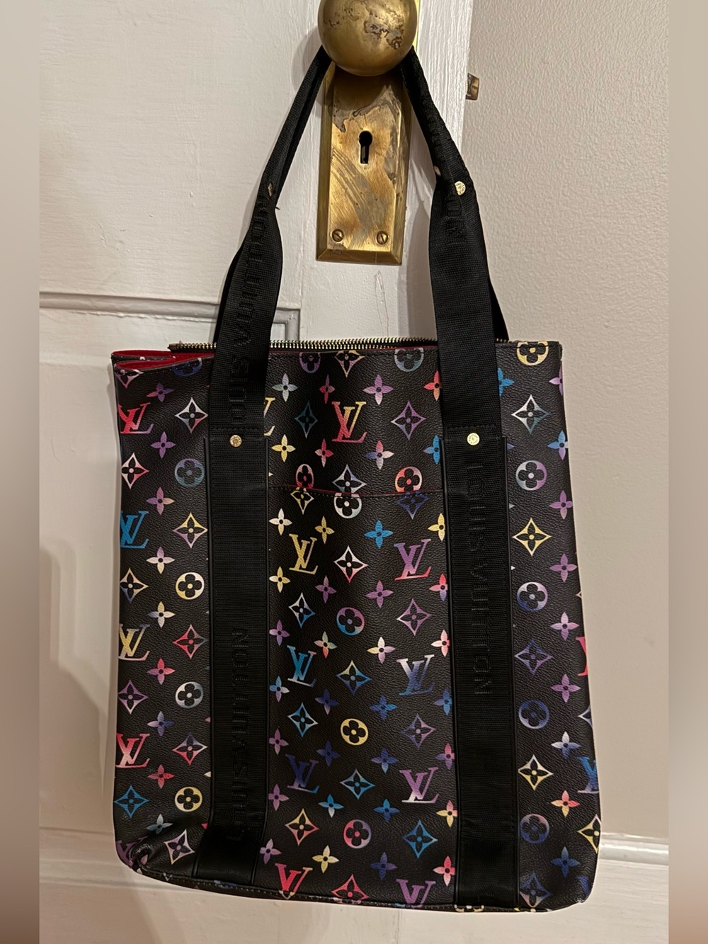 Luxury Black Multicolor Monogram Canvas Tote